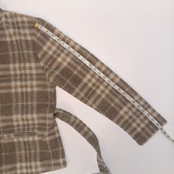 NWT Yest Netherlands Evolet Jacket Short Blanket Coat Sandy White Plaid Tie 12 - Picture 11 of 16